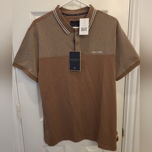 NWT Marc Asher Brown Colorblock Polo Shirt Size Large